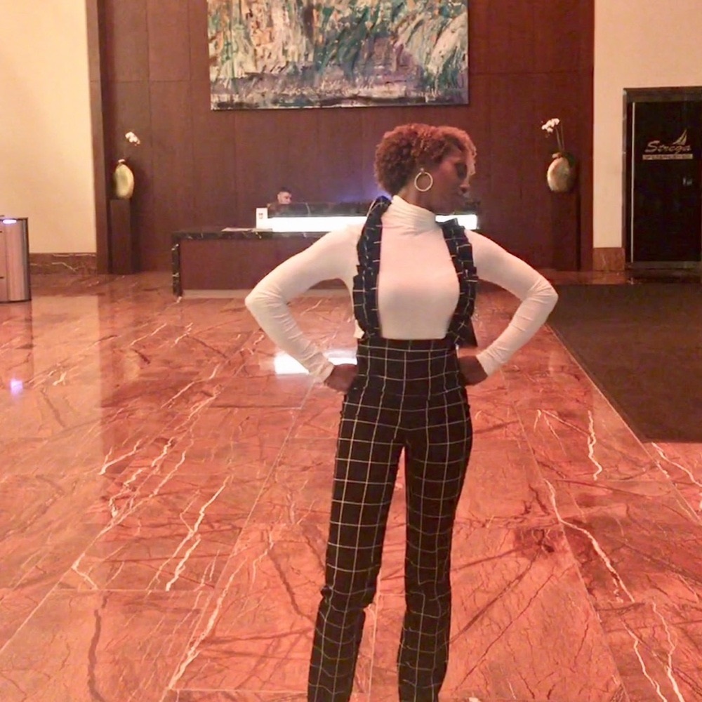 Fashion Nova Black Checkered Jumpsuit